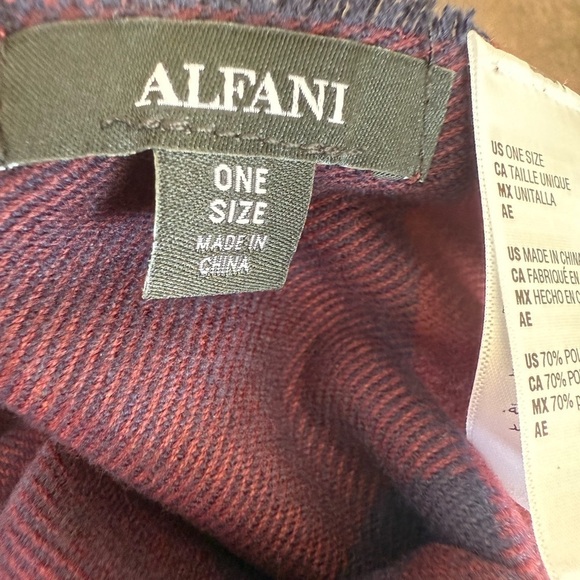 Alfani men’s scarf Navy Burgundy maroon NWT one size colorblock - Picture 3 of 6